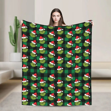 Serci Grinch Christmas Flannel Blanket