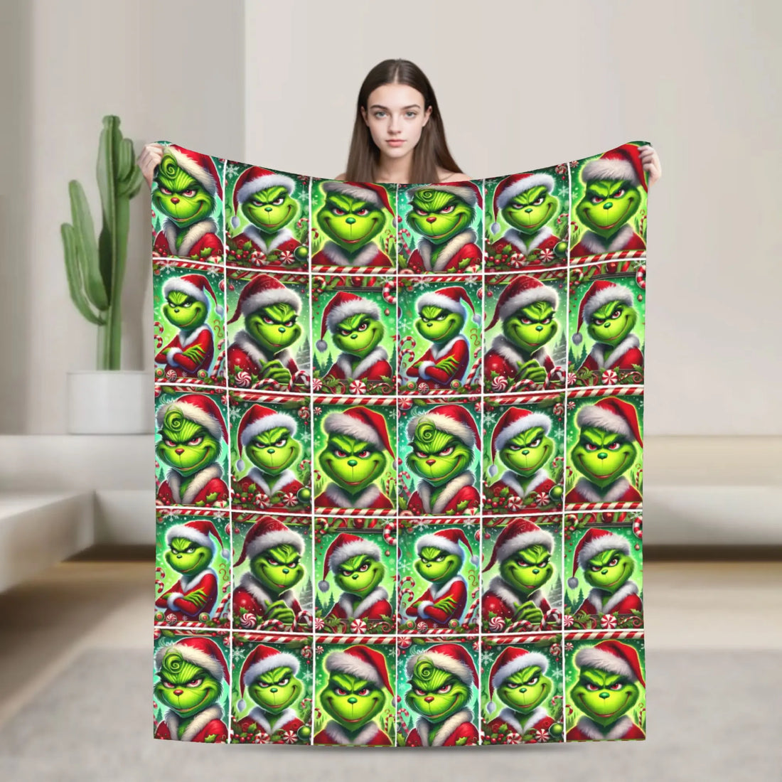 Serci Grinch Christmas Flannel Blanket